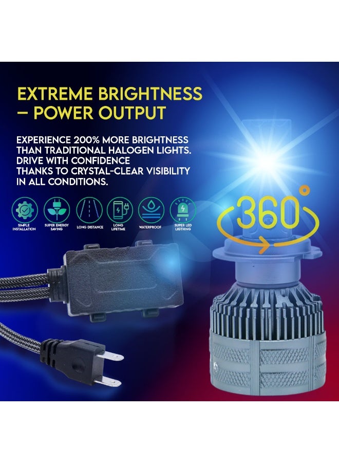 طقم لمبات ليد أمامية A70 عالية القوة 360 درجة (قطعتين) – H7 | 130 واط | شعاع أحادي | 6000 كلفن مع درايفر | ضمان دولي لمدة 6 أشهر - Image 5